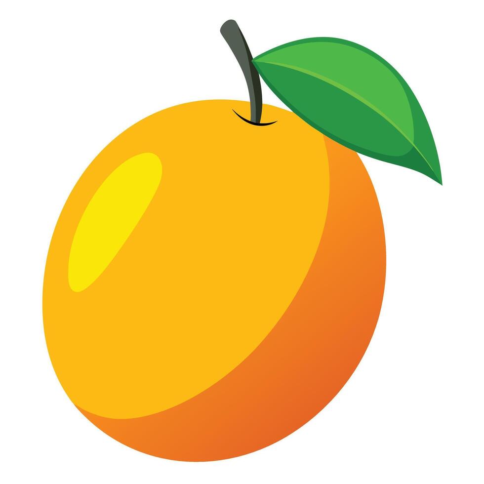 An orange with a leaf on it vector