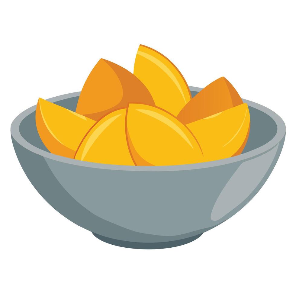 A bowl of mango slices in a flat style vector