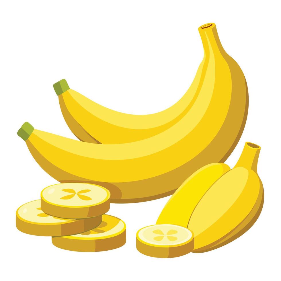 Bananas and slices of lemon vector
