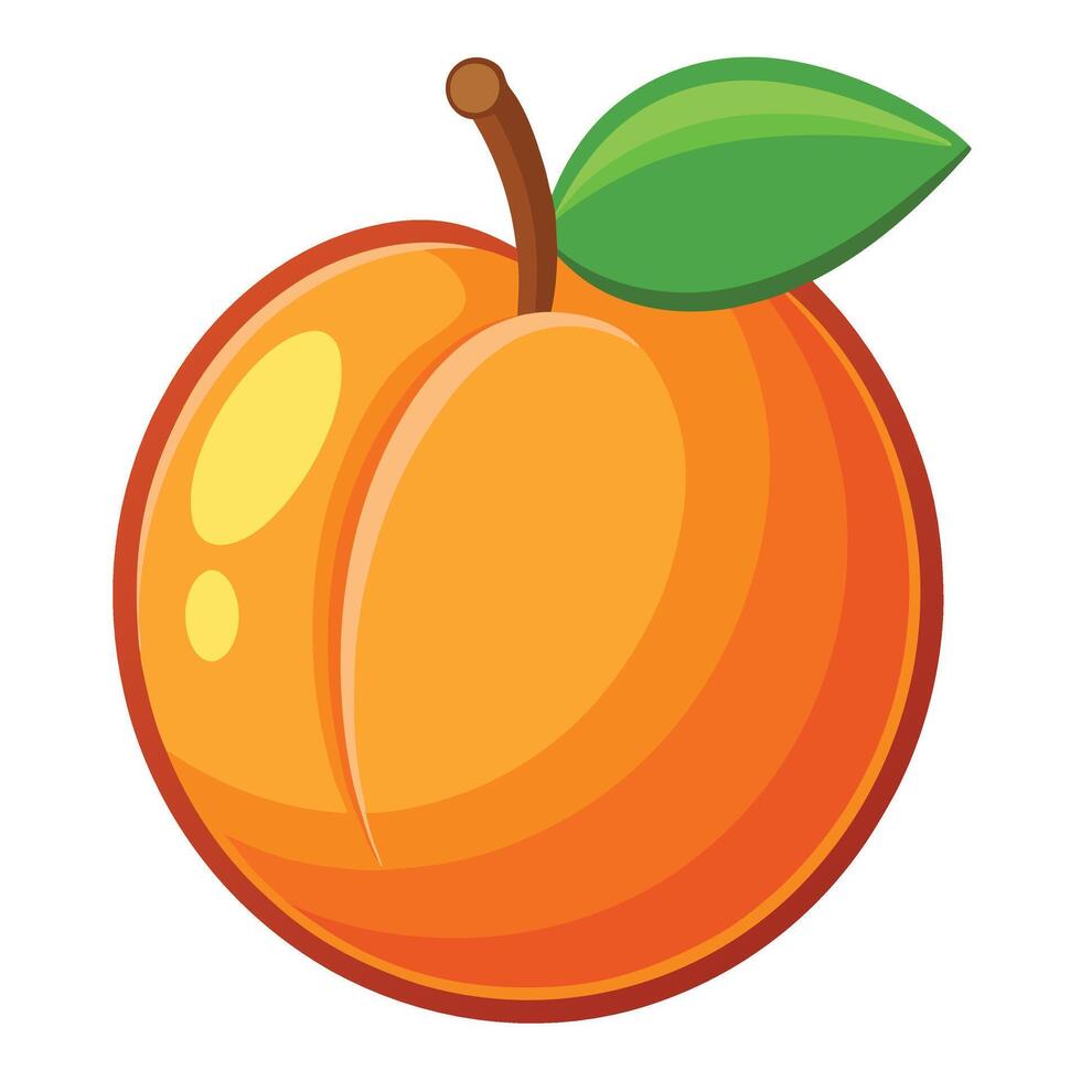 An orange fruit with a green leaf on it vector