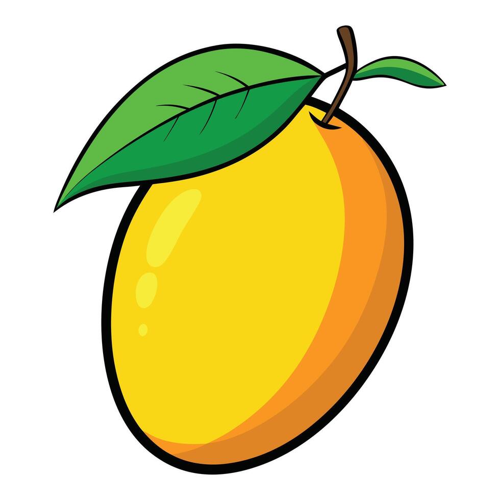 A mango with a leaf on it vector