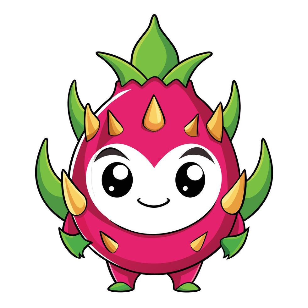 Dragon fruit cartoon character illustration vector