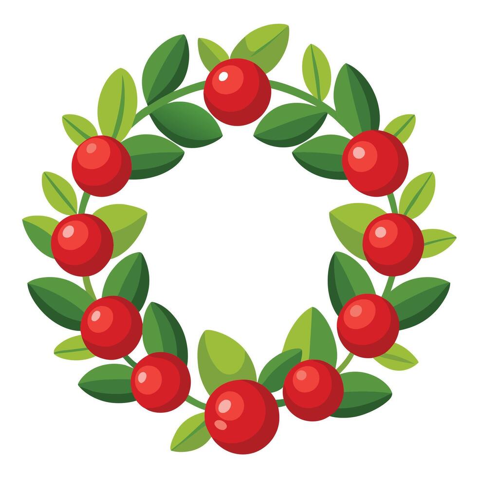 A wreath of red berries on a white background vector