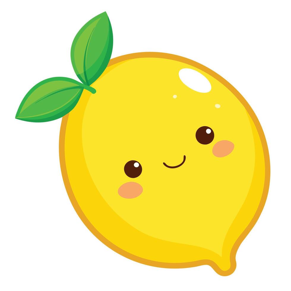 A cartoon lemon with a green leaf vector