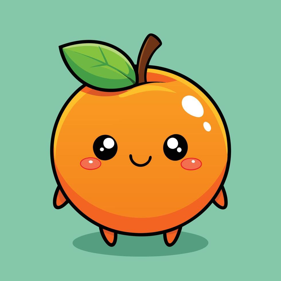 An orange character with a green leaf on its head vector