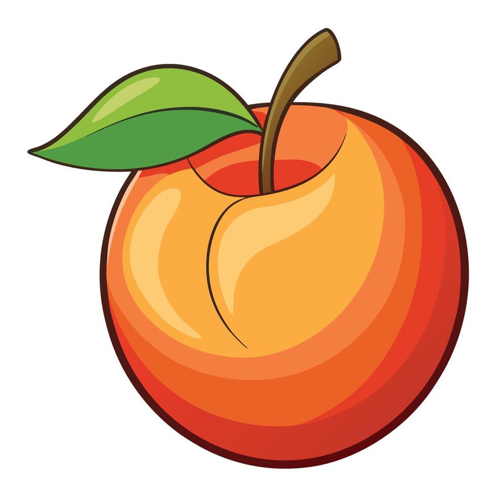 An orange fruit with a leaf on it vector