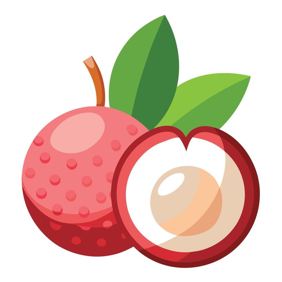 An illustration of a red fruit with leaves vector