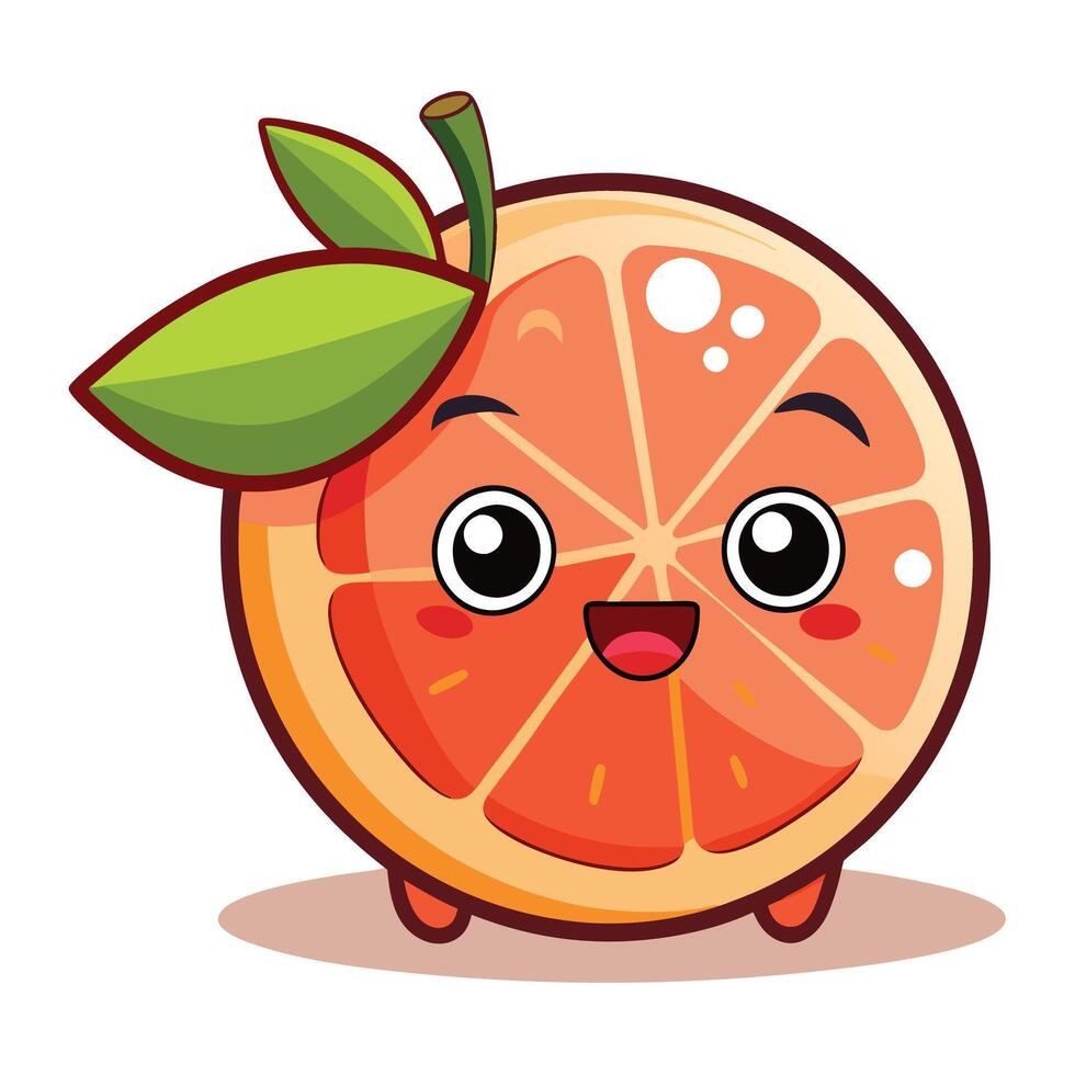 A cartoon orange with a green leaf on it vector