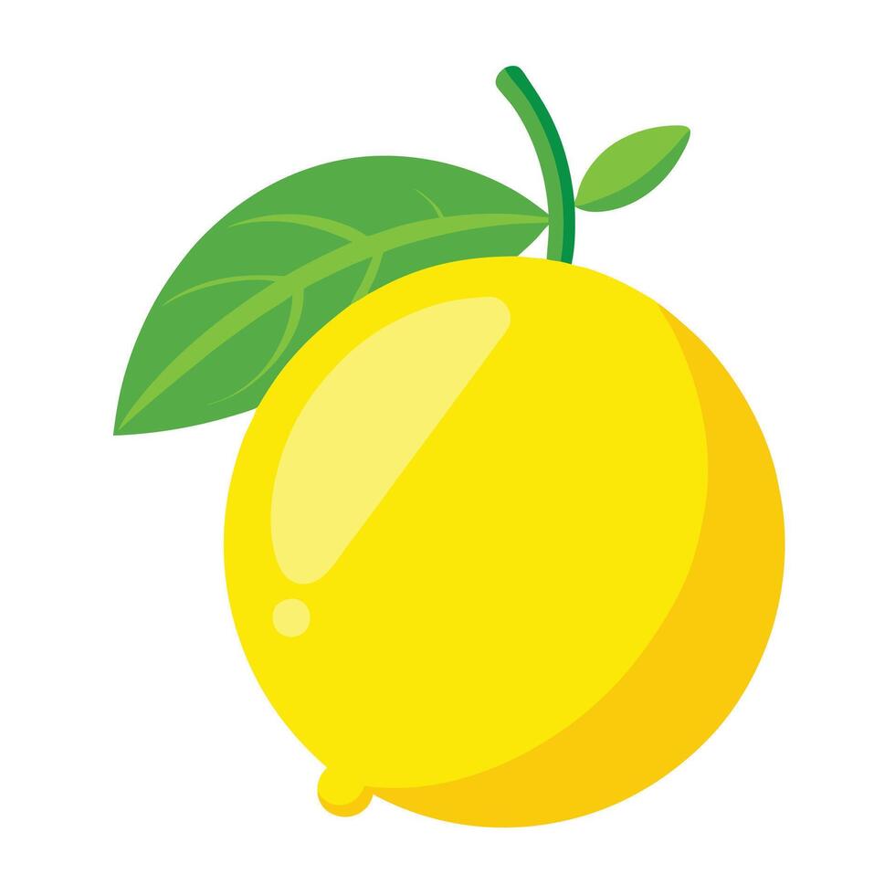 A lemon with green leaves on it vector