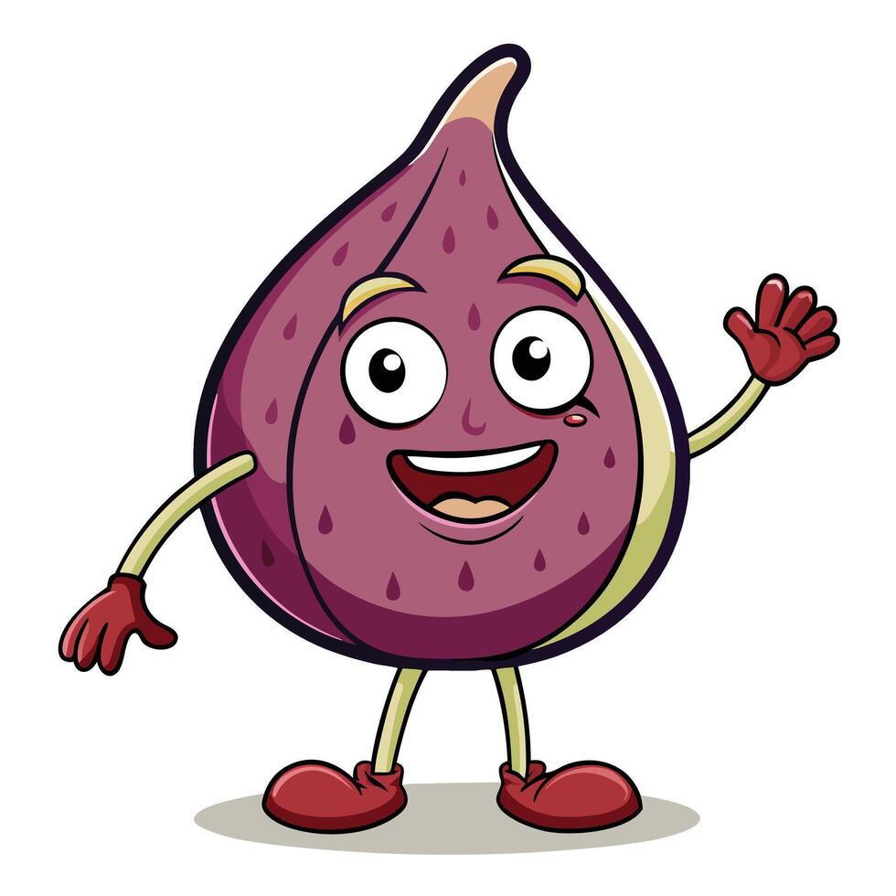 Fig cartoon character waving vector