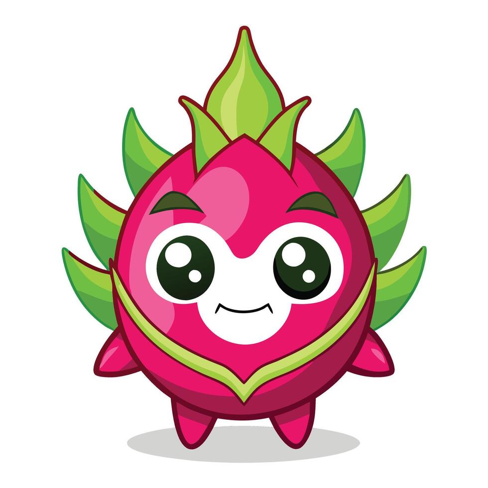 Dragon fruit cartoon character illustration vector
