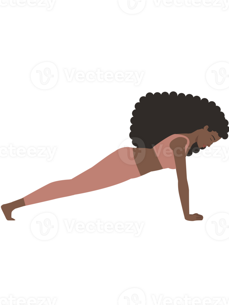 Brown woman doing yoga plank pose png