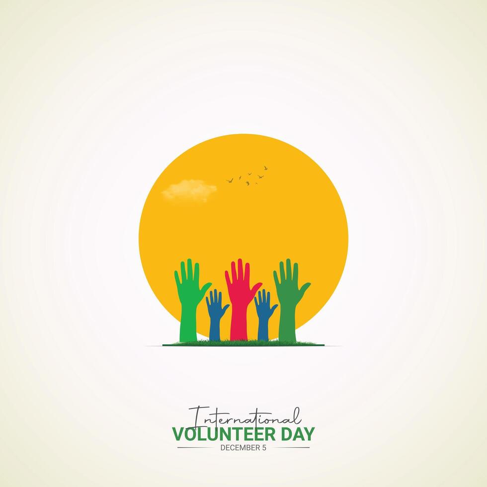 International Volunteer Day. Design for banner poster, 3D Illustration vector