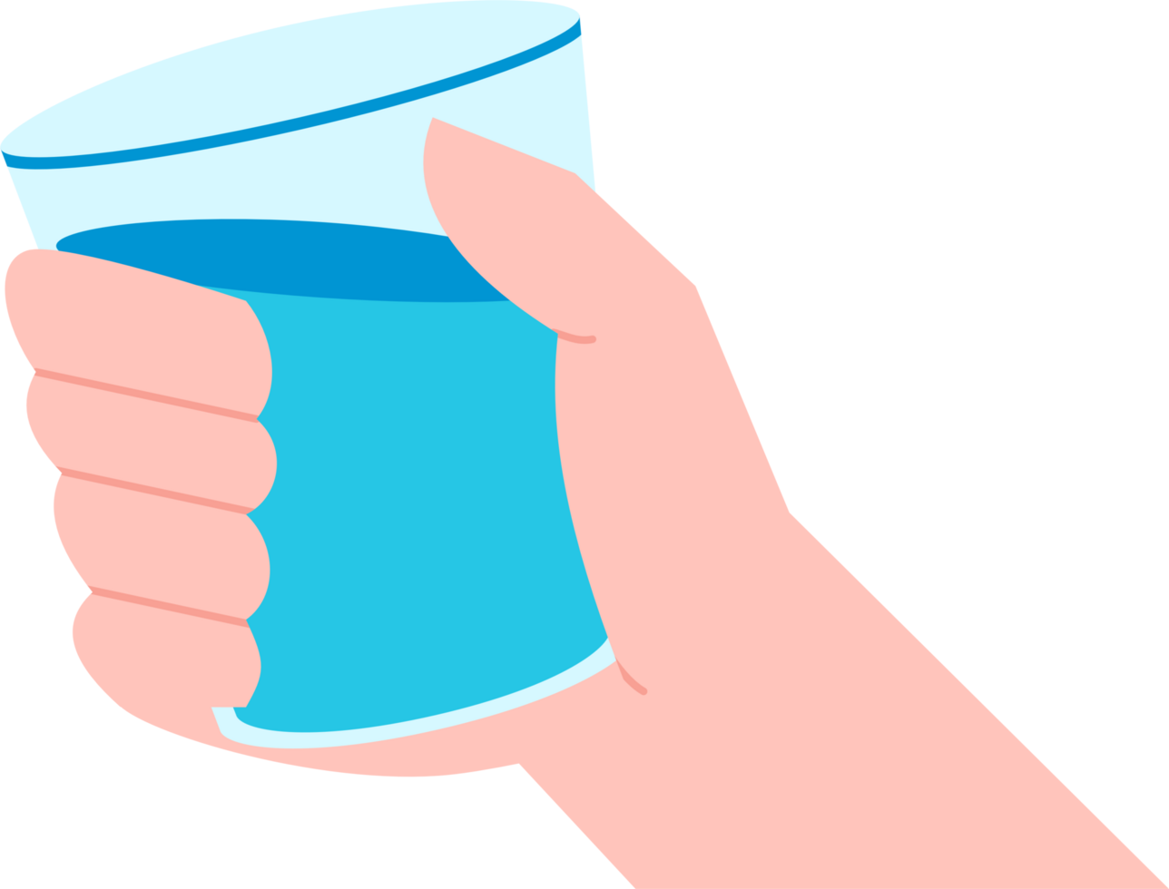 Hand holding a glass of water png