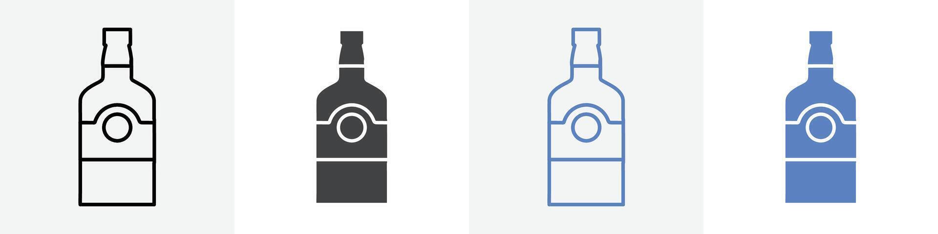 wine bottle icon set use for web vector