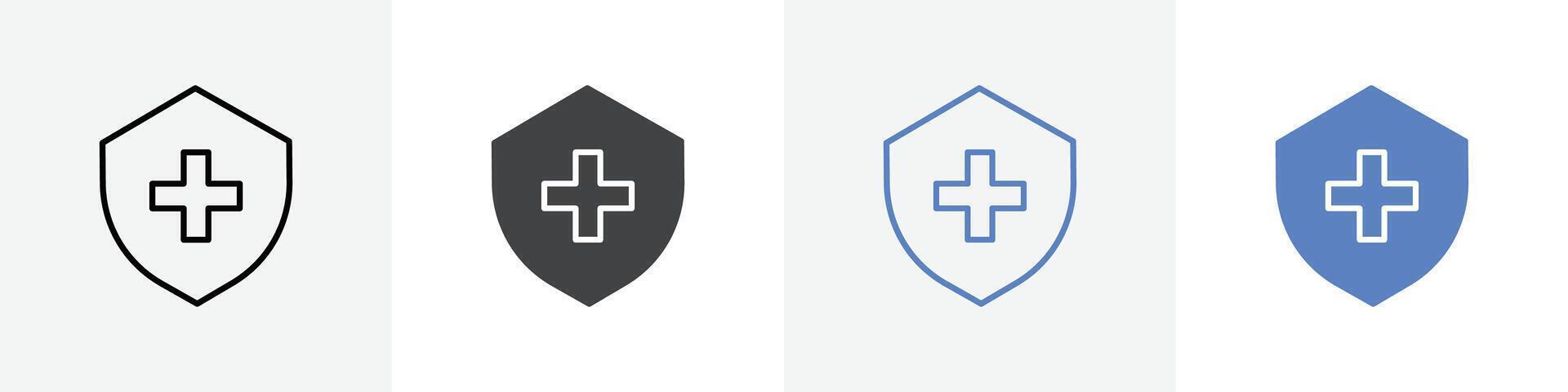 shield with cross icon set use for web vector