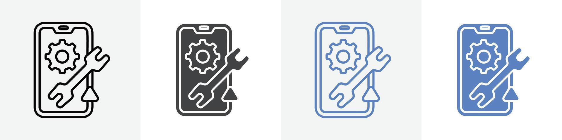 mobile setting icon set use for web vector