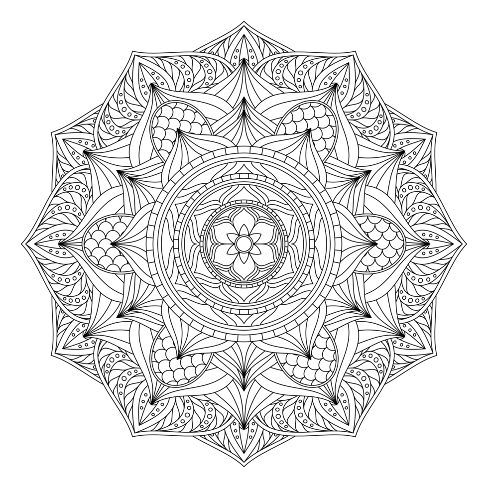 A coloring page with a circular design png