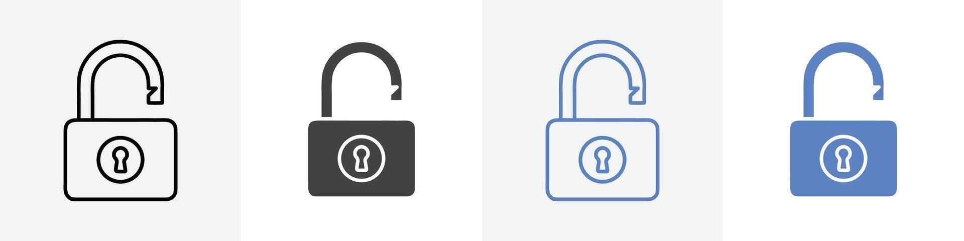 open lock icon set use for web vector