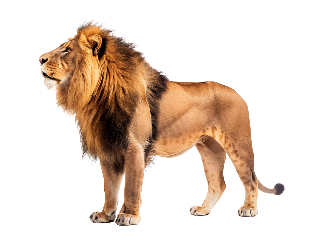 Lion standing, isolated on a transparent background png