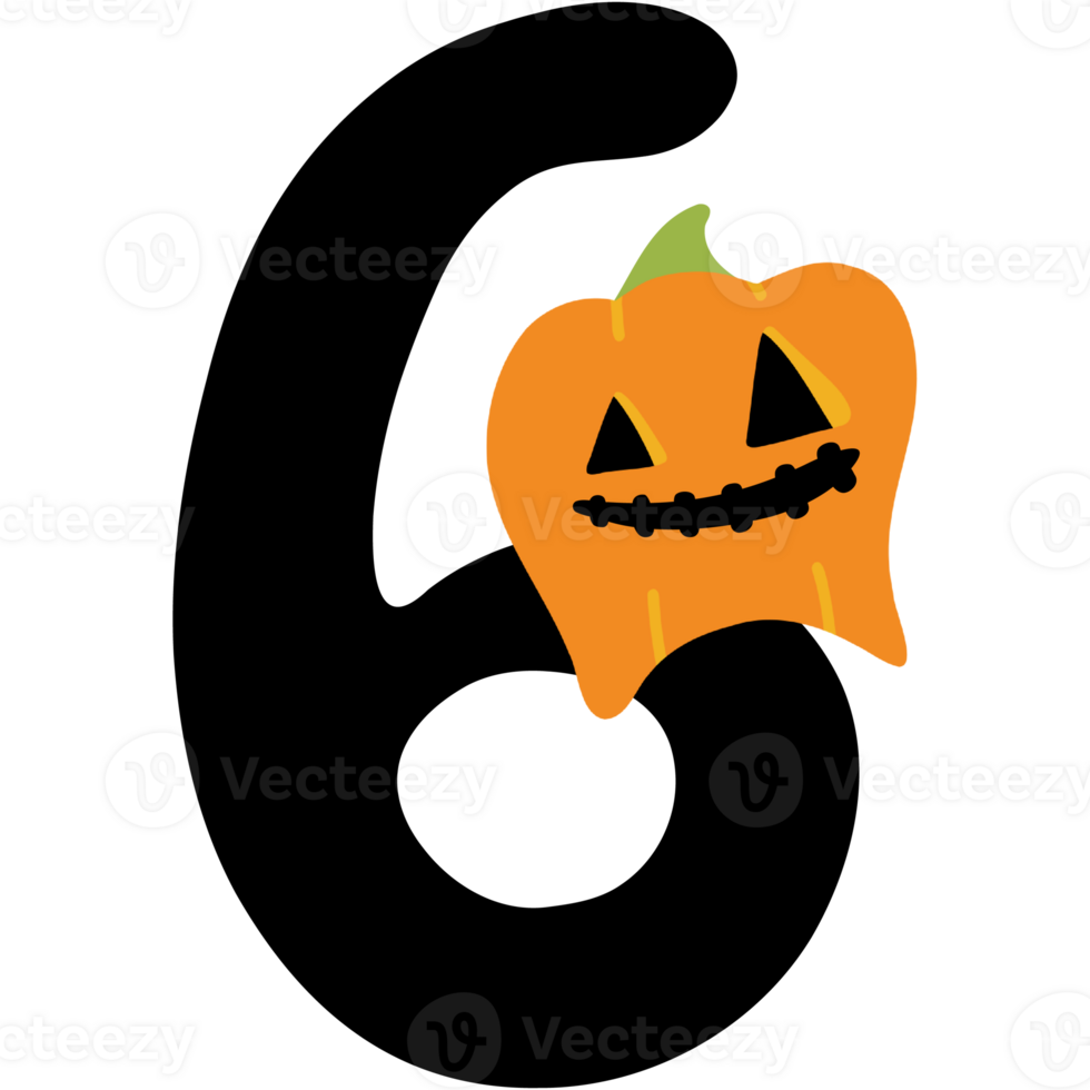 Halloween pumpkin font number 6 png