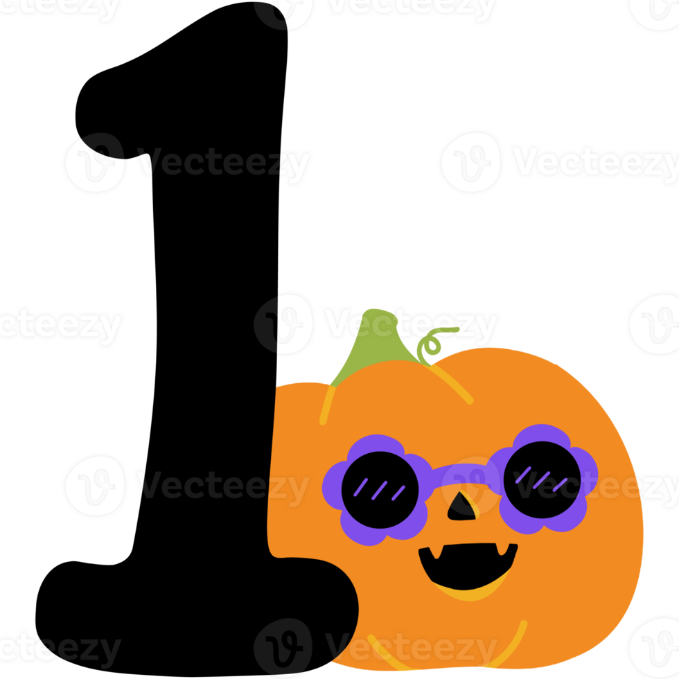 Halloween pumpkin number 1 png