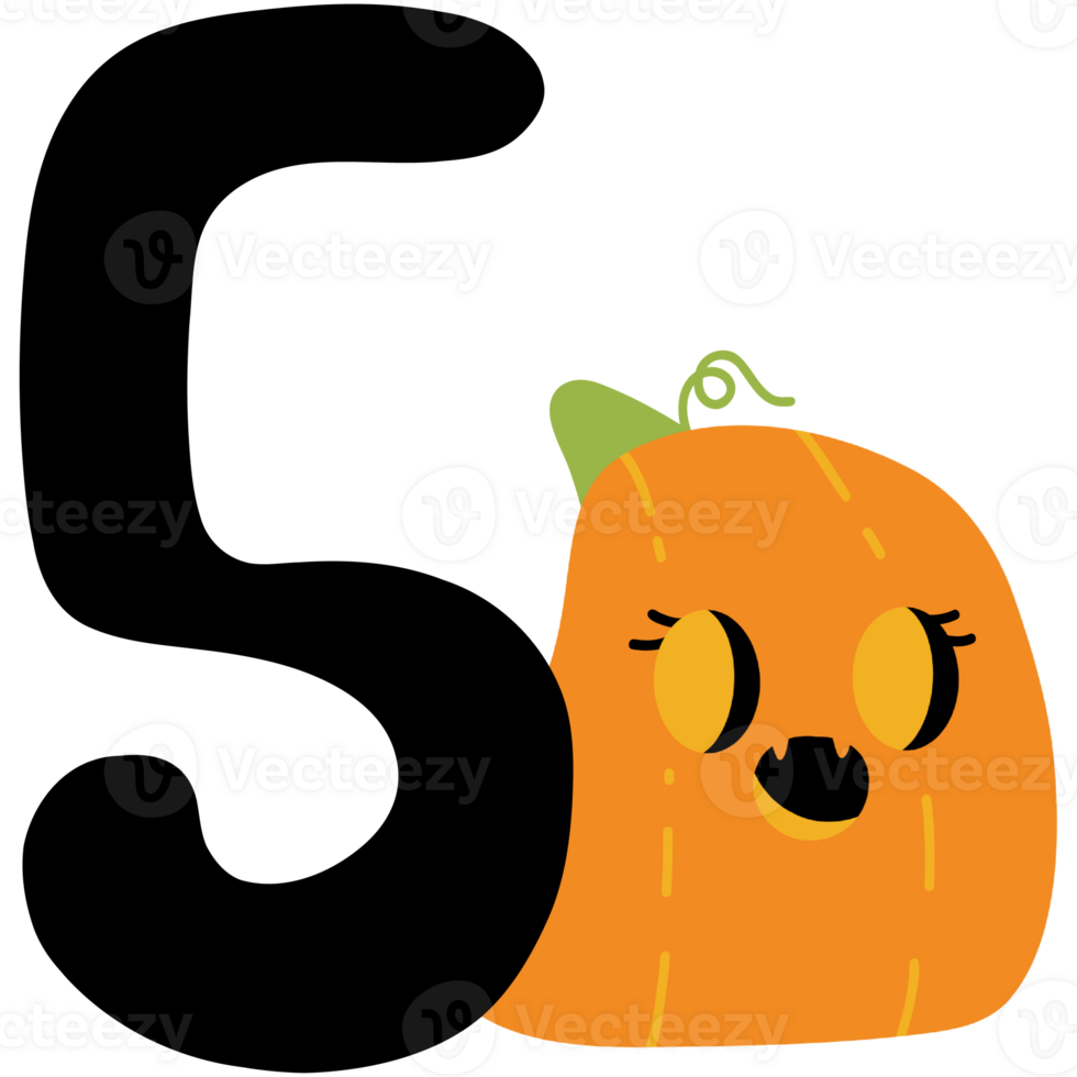 Halloween pumpkin font number 5 png