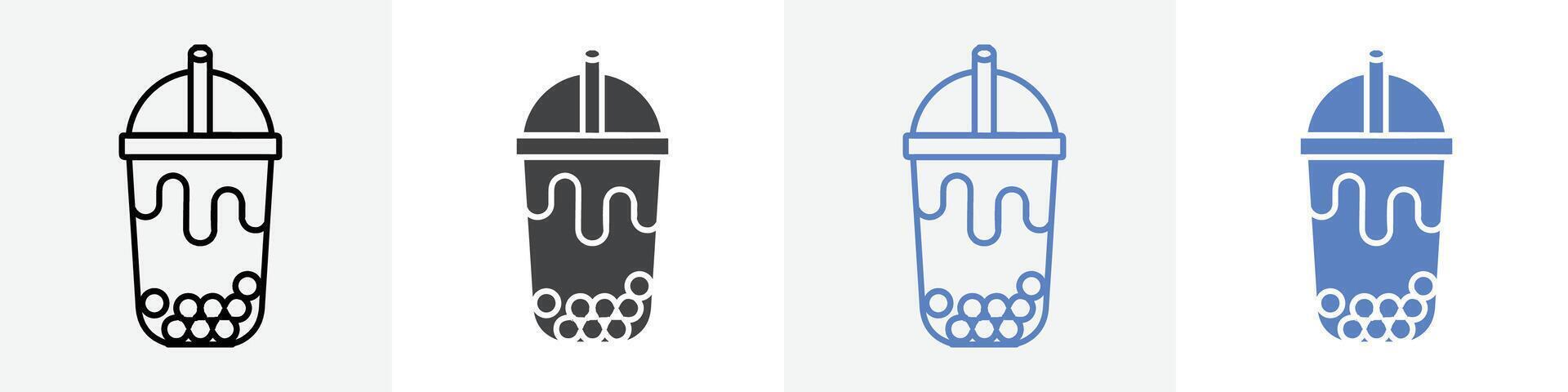 boba tea icon set use for web vector