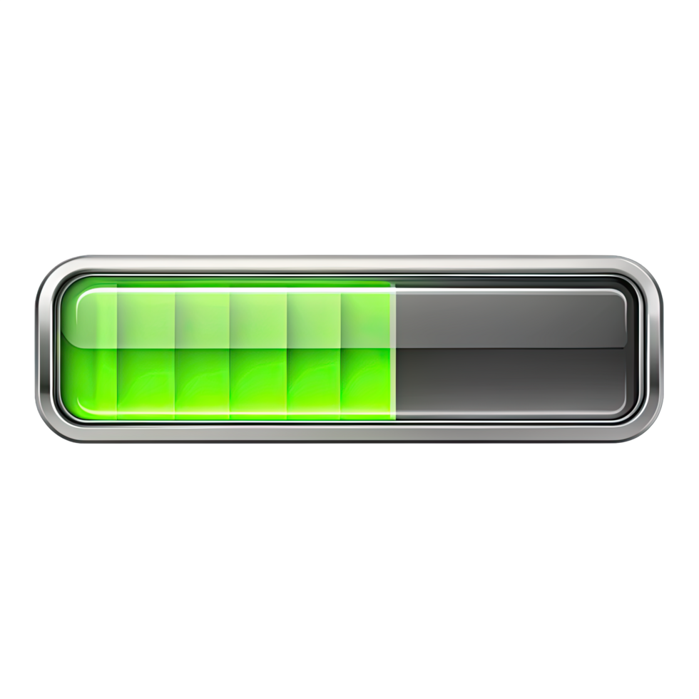 A close-up photo of a loading bar progress indicator with a green bar filling up the progress. png