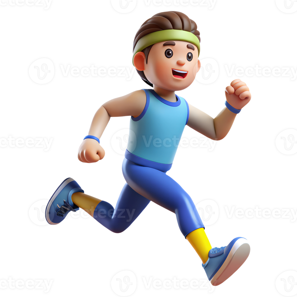 A 3D Cartoon Athlete Running png