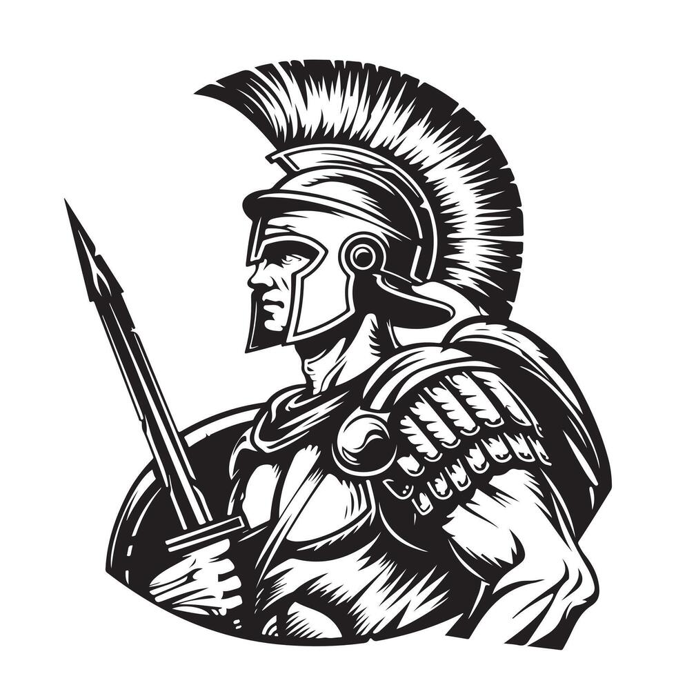Spartan warrior with sword and shield vector