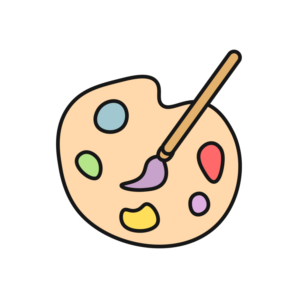 Palette with paints. palette icon png