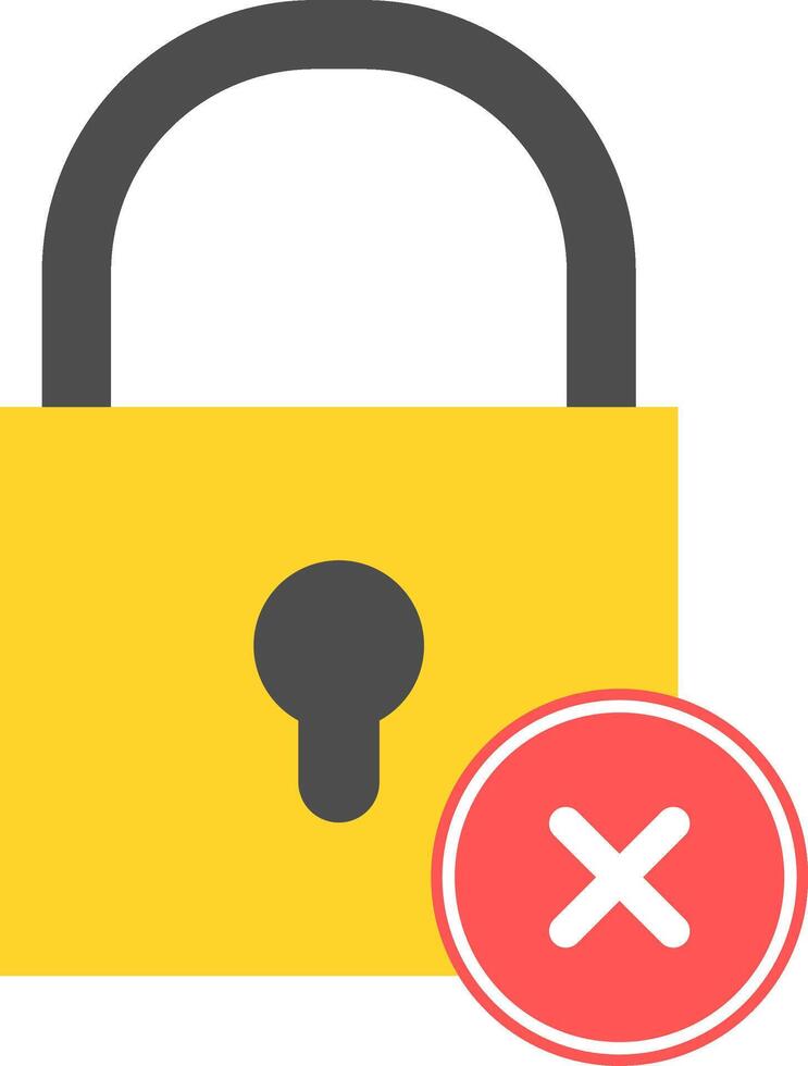 Padlock icon with error signal. vector