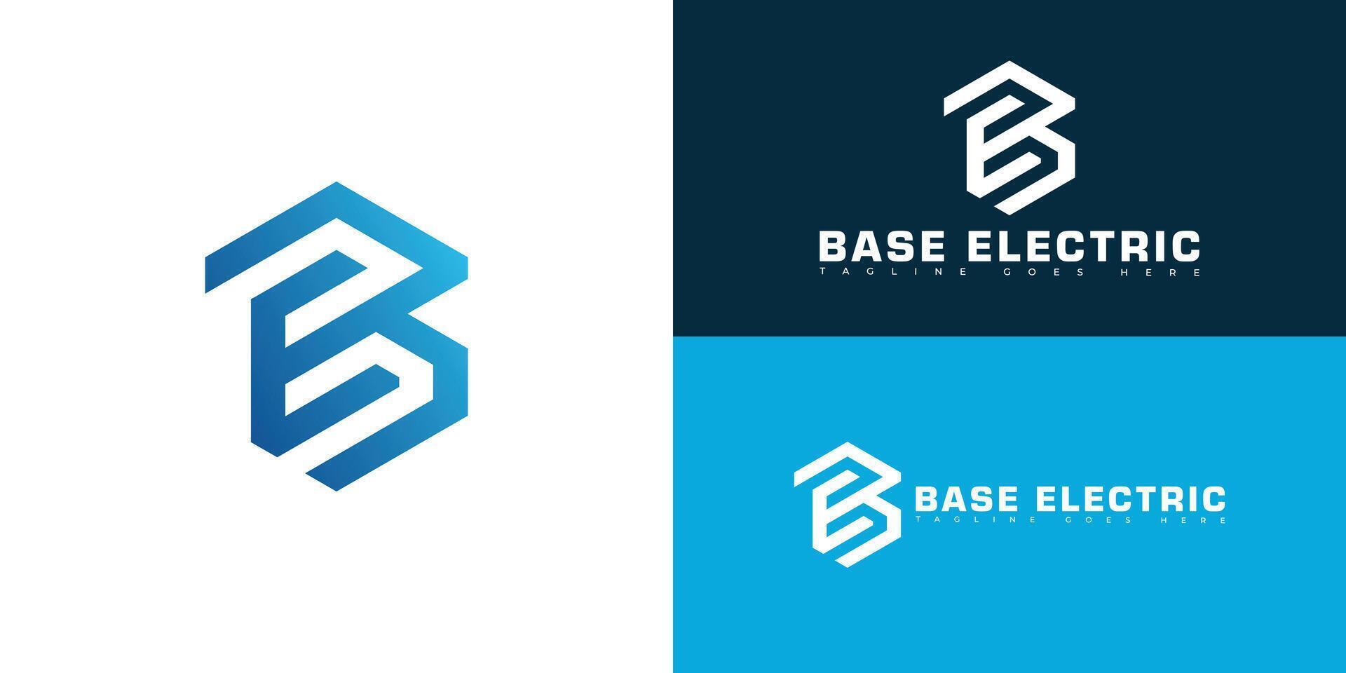 Modern hexagon initial letter BE or EB logo in blue color isolated on multiple background colors. The logo is suitable for electrical contractor company logo design inspiration templates. vector