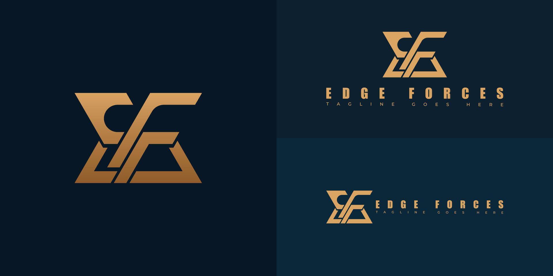 Modern initial letter EF or FE logo in gold color isolated on multiple background colors. The logo is suitable for workout supplement brand logo design inspiration templates. vector