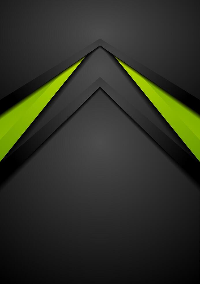 Green and black contrast tech arrows background vector