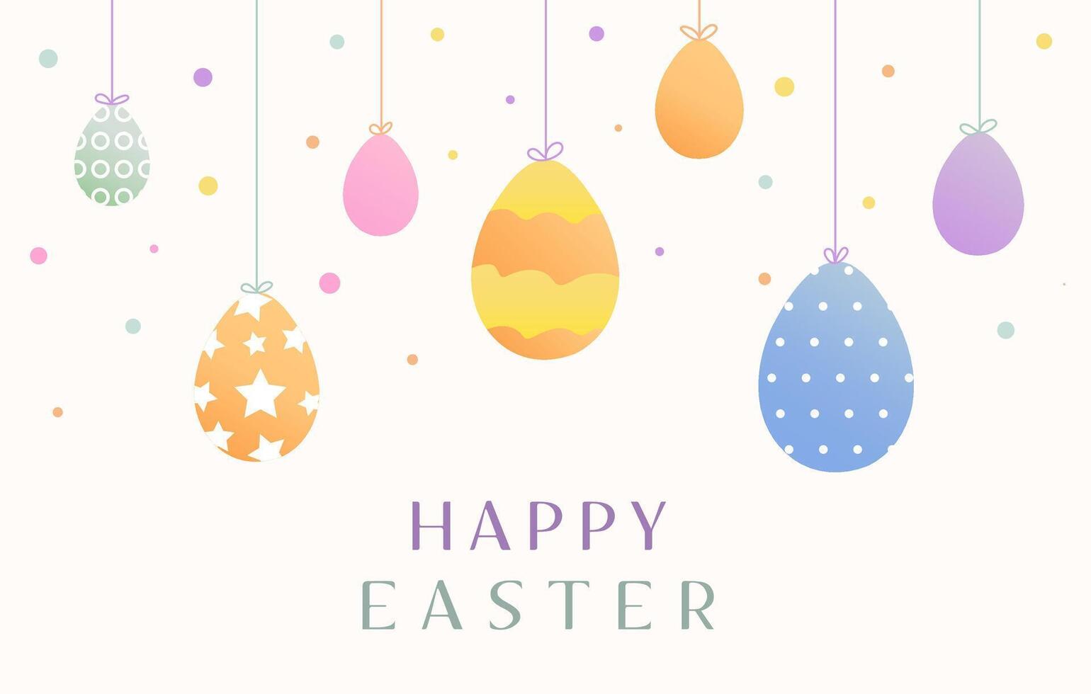Happy Easter banner. Fashionable Easter design with typography, hand-painted strokes and dots, eggs vector