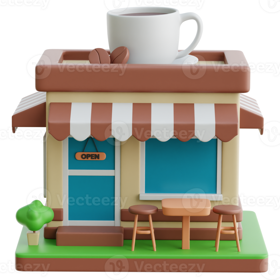 Coffee Shop 3d Illustration png