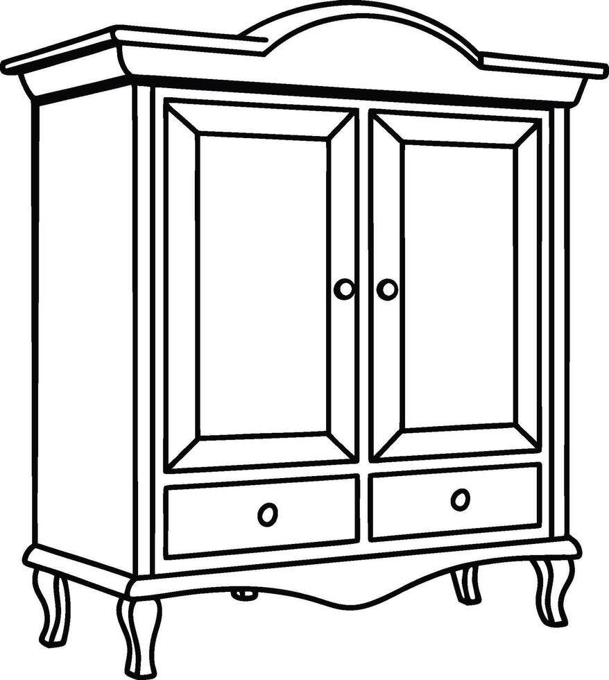 Cupboard Outline Isolated on White Background vector