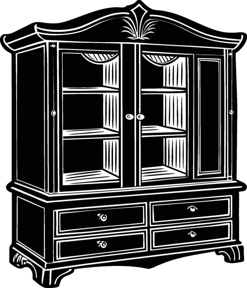 Simple Cupboard Silhouette Art Isolated for Designers vector
