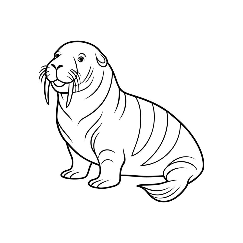 Walrus Outline- Editable on white background Perfect for Any Project vector