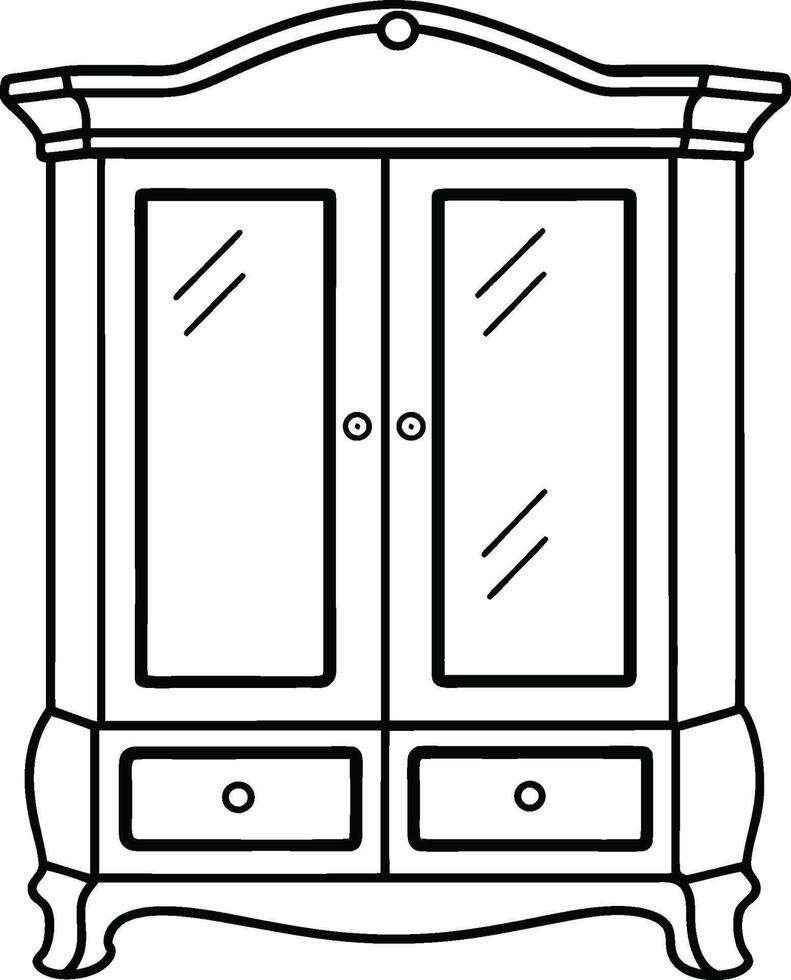 Detailed Cupboard Outline Graphic White Background vector