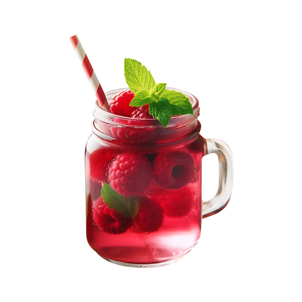 Raspberry lemonade in a mason jar png
