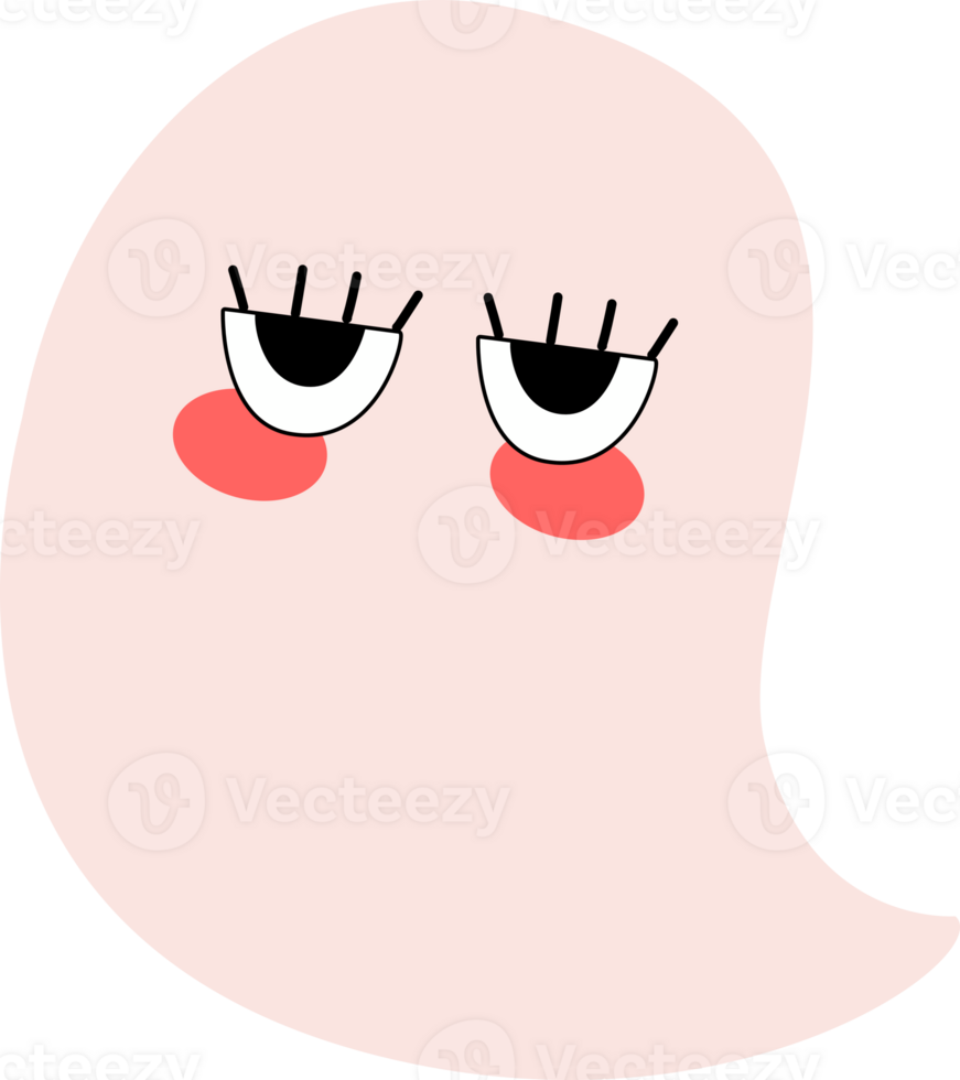 Cute Halloween ghost illustration, eyes half-closed, scary character, friendly. png