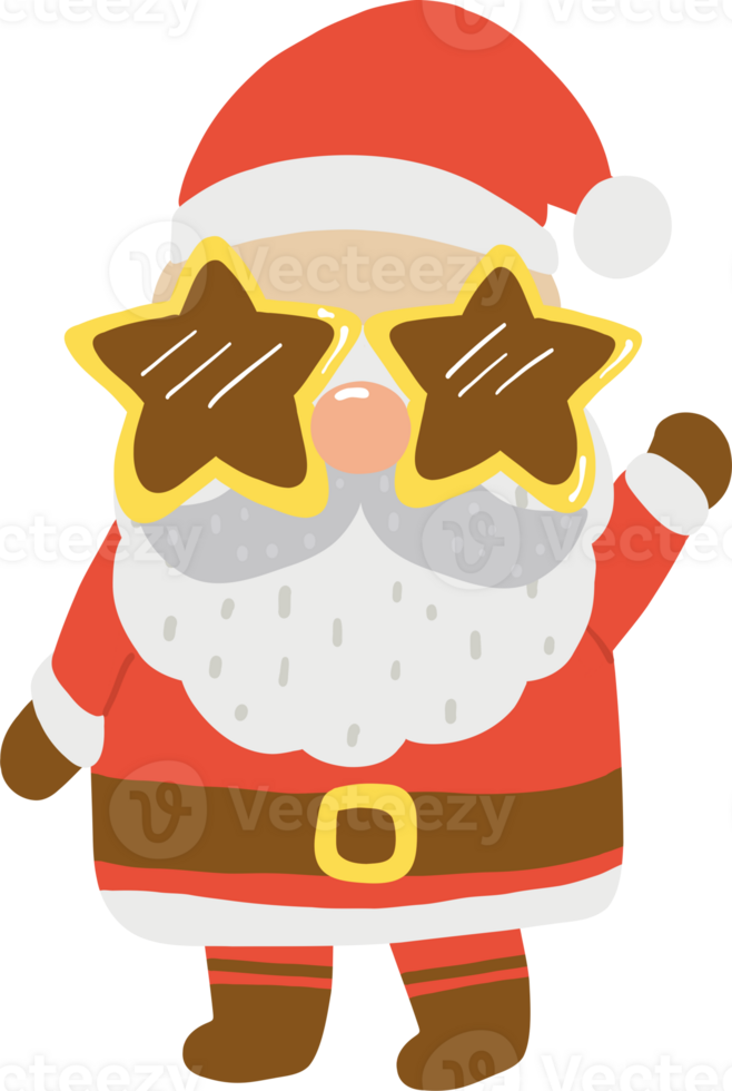 Groovy Retro Santa Standing with One Hand Raised in Celebration Character Illustration png