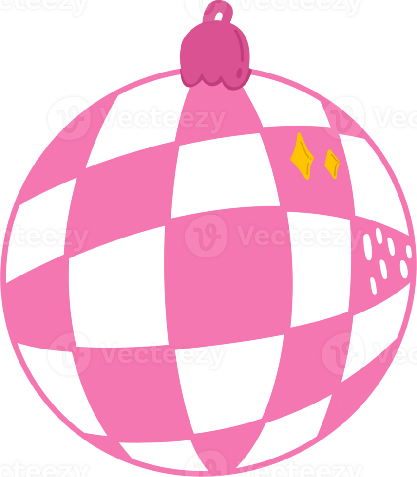 Pink Christmas ball element illustration png