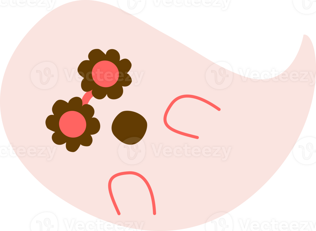 Cute Halloween ghost illustration, wearing flower glasses, scary character, friendly. png
