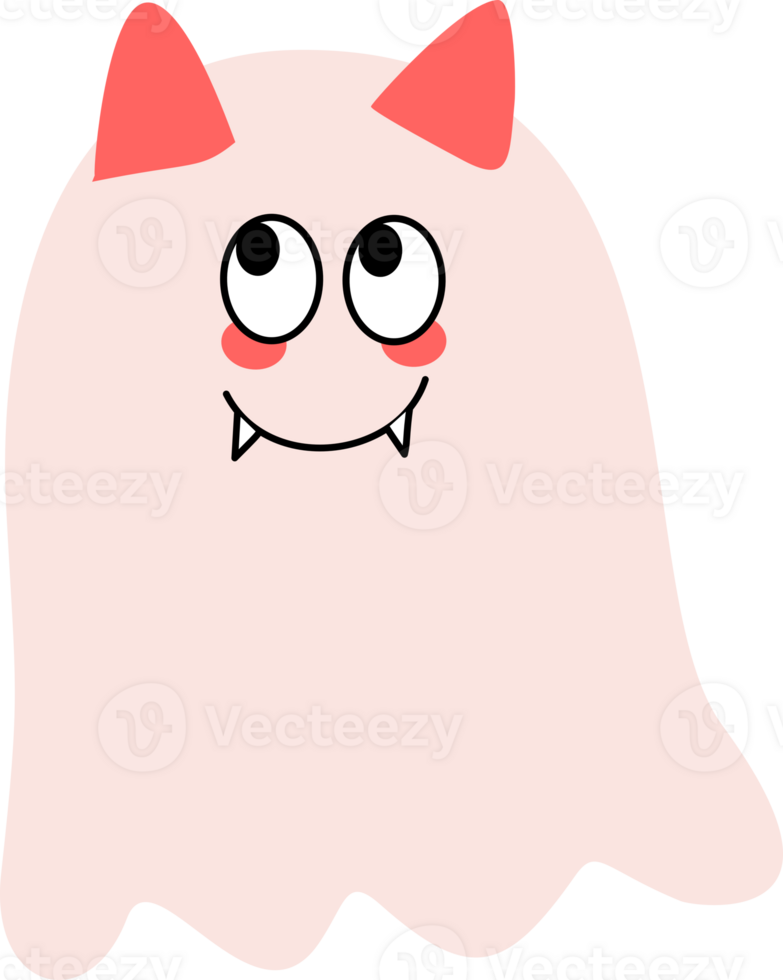 Cute Halloween ghost illustration, making a mischievous face, scary character, friendly. png