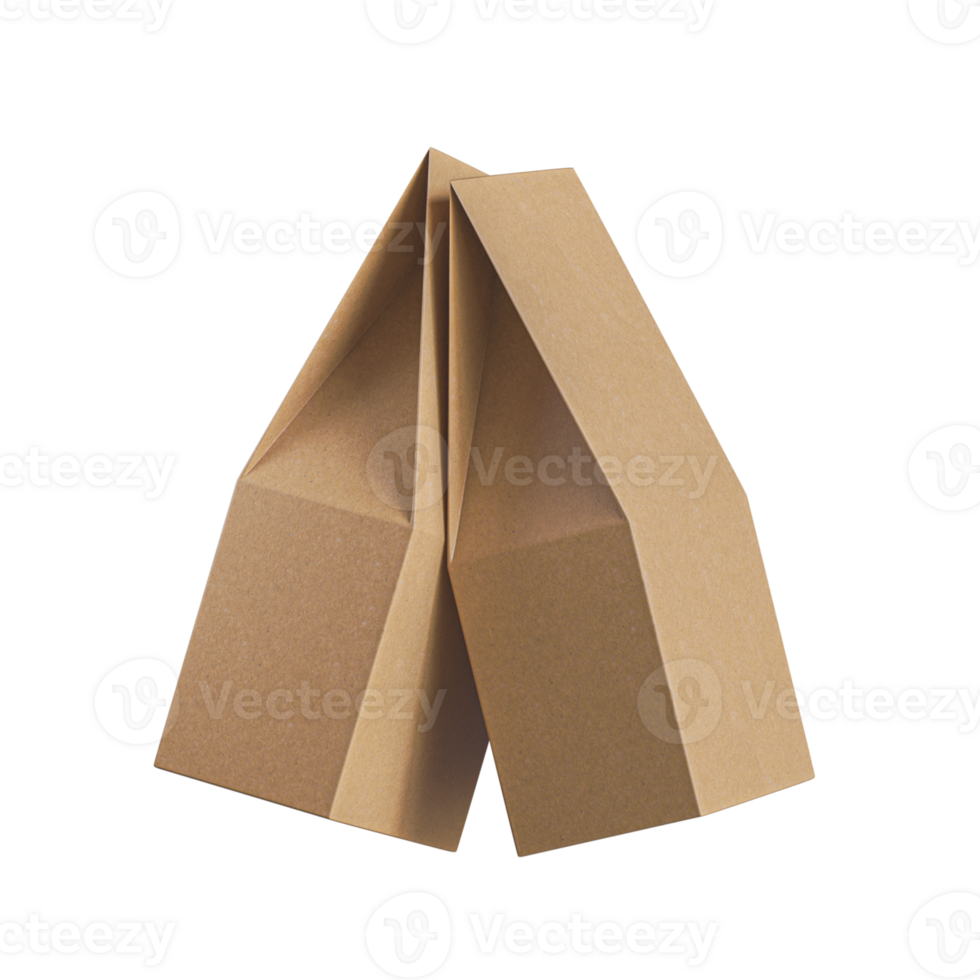Kraft paper pouch mock up for snack. Blank craft coffee bean pack mock up on isolated transparent background png