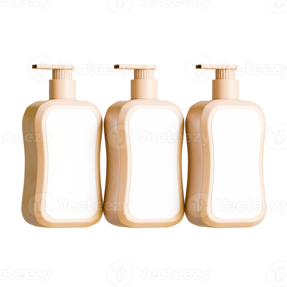 Square bottle brown color packaging with pump dispenser on transparent background png